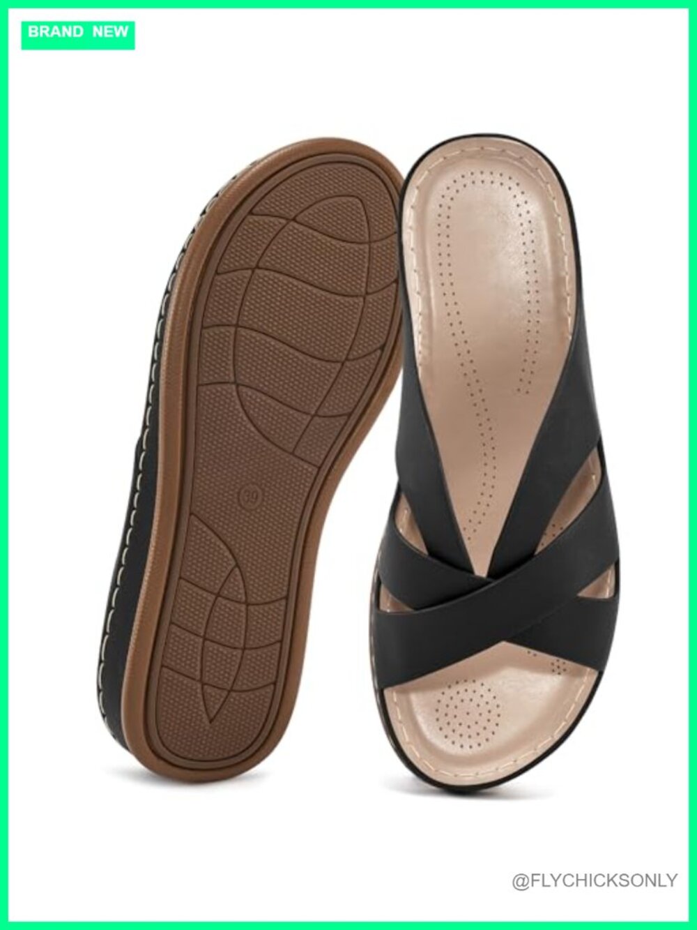 Womens Wedge Sandals Faux Leather Comfortable Slip On Beach Slides